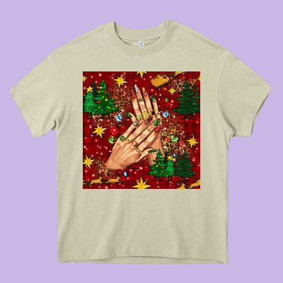 Christmas Nails And Trees With Leopard And Plaid Seamless Pattern Bbs Heavy Core Tee Designed By Bundleandbundleshop