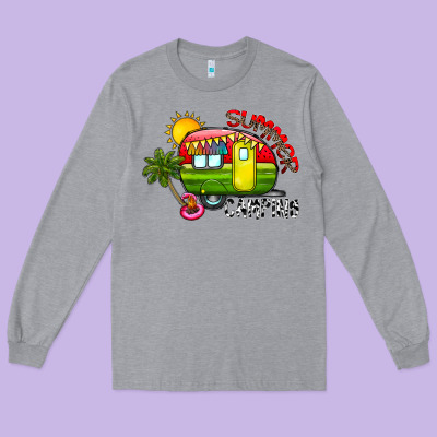 Summer Camping Long Sleeve Tee Designed By Cowhidedigitalart