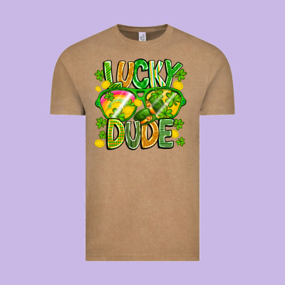 Lucky Dude Vintage Tee Designed By Cowhidedigitalart