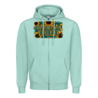 Seafoam Sunflower Serappe Turquoise Gemstone Mama Tried Zipper Hoodie - Jasminsmagicworld