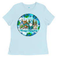Baby Blue merry christmas Ladies Tee - CowhideDigitalArt