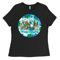 Black merry christmas Ladies Tee - CowhideDigitalArt
