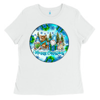 White merry christmas Ladies Tee - CowhideDigitalArt