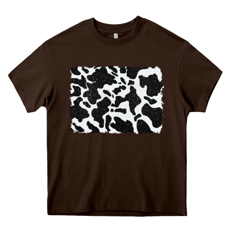 Distressed Black Glitter Cowhide Pattern Heavy Core Tee by RanaPortraitStore | Teevron