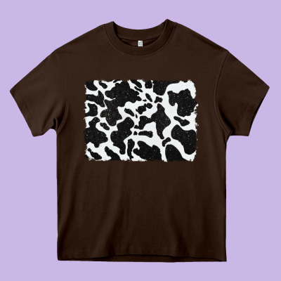 Distressed Black Glitter Cowhide Pattern Heavy Core Tee Designed By Ranaportraitstore