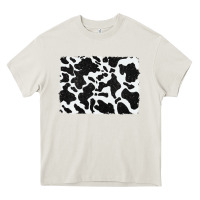 Cream distressed black glitter cowhide pattern Heavy Core Tee - RanaPortraitStore