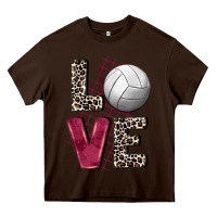 Chocolate Brown love volleyball Heavy Core Tee - FaDigitalArtStudio
