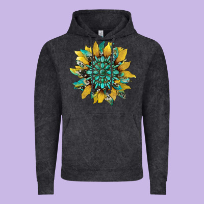 Sunflower With Gemstone And Cowhide Vintage Hoodie Designed By Artiststas