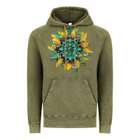 Vintage Olive sunflower with gemstone and cowhide Vintage Hoodie - Artiststas