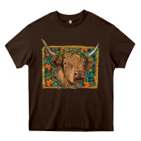 Chocolate Brown highland cow fall Heavy Core Tee - RanaPortraitStore
