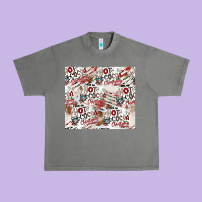 Hot Cocoa Christmas Cheer Pattern Urban Heavy Tee Designed By Cowhidedigitalart