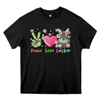 Black peace love easter bunny Heavy Core Tee - FaDigitalArtStudio