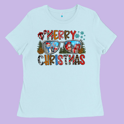 Merry Christmas Ladies Tee Designed By Cowhidedigitalart