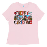 Bubblegum Pink merry christmas Ladies Tee - CowhideDigitalArt