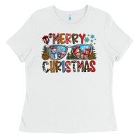 White merry christmas Ladies Tee - CowhideDigitalArt