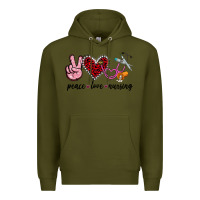 Army Green peace love nursing Premium Hoodie - Jasminsmagicworld