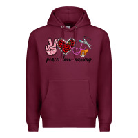 Burgundy peace love nursing Premium Hoodie - Jasminsmagicworld