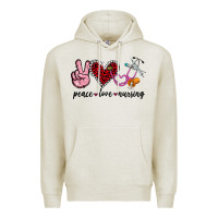 Oatmeal Heather peace love nursing Premium Hoodie - Jasminsmagicworld