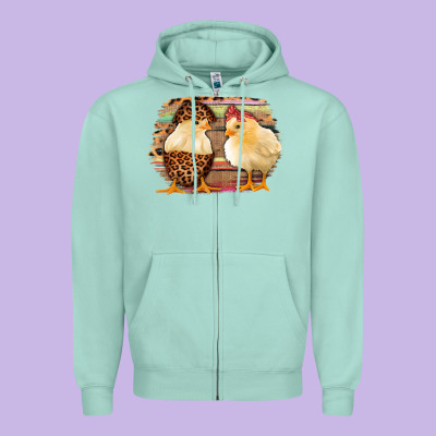 Western Leopard And Serape Chicks Zipper Hoodie Designed By Jasminsmagicworld