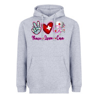 Heather Grey Peace Love Cna Heavyweight Hoodie - RanaPortraitStore