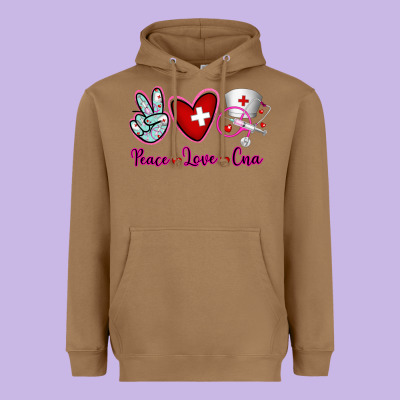 Peace Love Cna Heavyweight Hoodie Designed By Ranaportraitstore