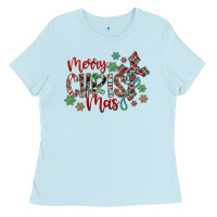 Baby Blue Merry Christmas Ladies Tee - CowhideDigitalArt
