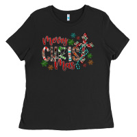 Black Merry Christmas Ladies Tee - CowhideDigitalArt