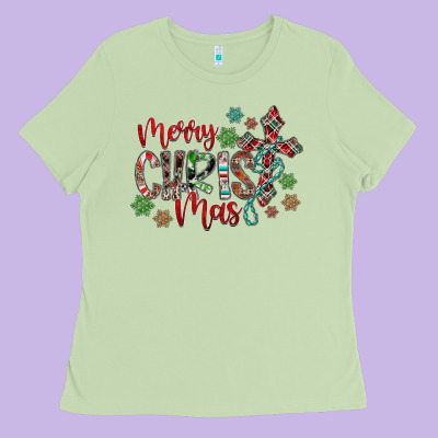 Merry Christmas Ladies Tee Designed By Cowhidedigitalart
