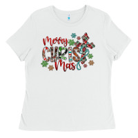 White Merry Christmas Ladies Tee - CowhideDigitalArt