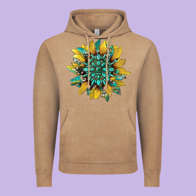 Sunflower With Gemstone And Cowhide Vintage Hoodie Designed By Artiststas