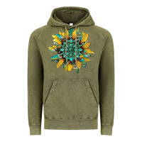 Vintage Olive sunflower with gemstone and cowhide Vintage Hoodie - Artiststas