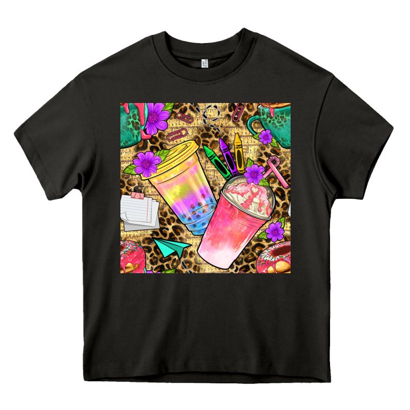 School Girl Coffee Cup With Leopard Seamless Pattern Bbs Heavy Core Tee by BundleAndBundleShop | Teevron