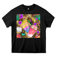 Black school girl coffee cup with leopard seamless pattern bbs Heavy Core Tee - BundleAndBundleShop