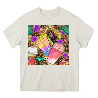 Cream school girl coffee cup with leopard seamless pattern bbs Heavy Core Tee - BundleAndBundleShop