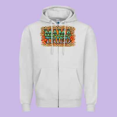Leopard Floral Mama Tried Zipper Hoodie Designed By Jasminsmagicworld