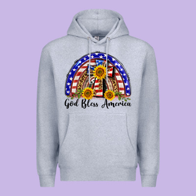 God Bless America  Rainbow Premium Hoodie Designed By Barkaloodesign
