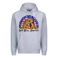 Heather Grey god bless america  rainbow Premium Hoodie - BarkalooDesign