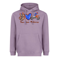 Lavender Peace Love Motocross Heavyweight Hoodie - RanaPortraitStore