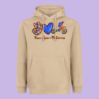 Peace Love Motocross Heavyweight Hoodie Designed By Ranaportraitstore