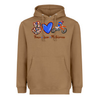 Toasted Coconut Peace Love Motocross Heavyweight Hoodie - RanaPortraitStore