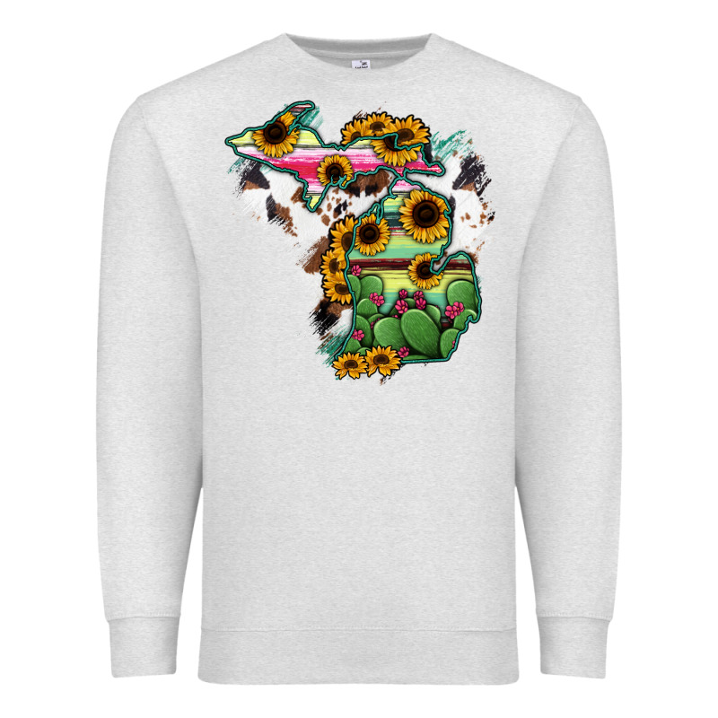 Cowhide Michigan Map Premium Sweatshirt by RanaPortraitStore | Teevron