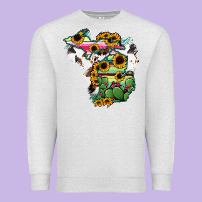 Cowhide Michigan Map Premium Sweatshirt Designed By Ranaportraitstore