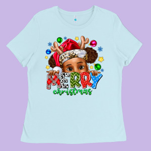 Merry Christmas Ladies Tee Designed By Cowhidedigitalart