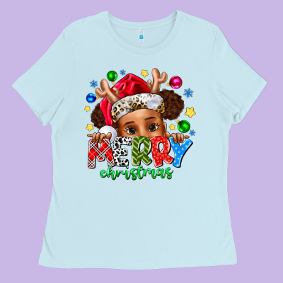 Merry Christmas Ladies Tee Designed By Cowhidedigitalart