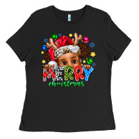 Black Merry Christmas Ladies Tee - CowhideDigitalArt