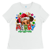 White Merry Christmas Ladies Tee - CowhideDigitalArt