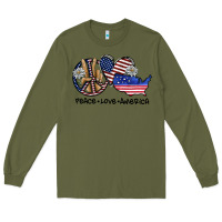 Army Green peace love america Long Sleeve Tee - SublimationCraftShop