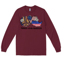 Burgundy peace love america Long Sleeve Tee - SublimationCraftShop