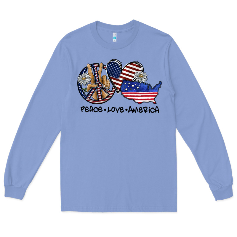 Peace Love America Long Sleeve Tee by SublimationCraftShop | Teevron