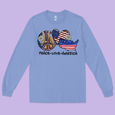 Peace Love America Long Sleeve Tee Designed By Sublimationcraftshop